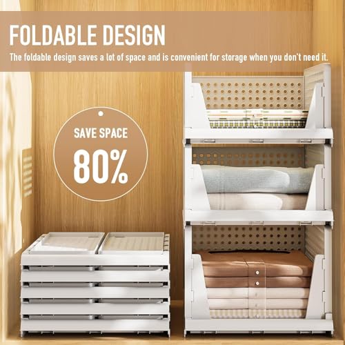 Image of JD FRESH 2 Tier Large Stackable Wardrobe Organizer for Storage /Foldable Cupboard Organizer for Clothes /Polypropylene Multipurpose Space Organiser Rack /Closet Organizer (White)