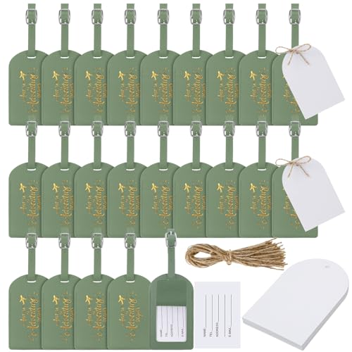 Image of Amylove Bulk Luggage Tags Wedding Favors Adventure Begins Luggage Tags for Guests Travel Tag for Suitcase Bridal Gift 24 Pack