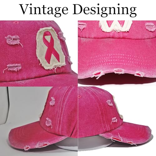 Gorra ajustable de algodón rosa con parche lazo cáncer miniatura 5