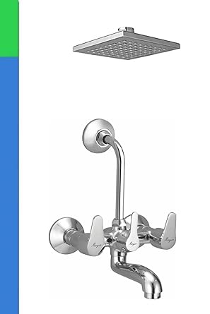 MAYUR CICH Bath Fittings, Brass Wall Mixer Bend Pipe Tap Faucet set for Bathroom (Wall Mounted) for Hot and Cold Water with 6