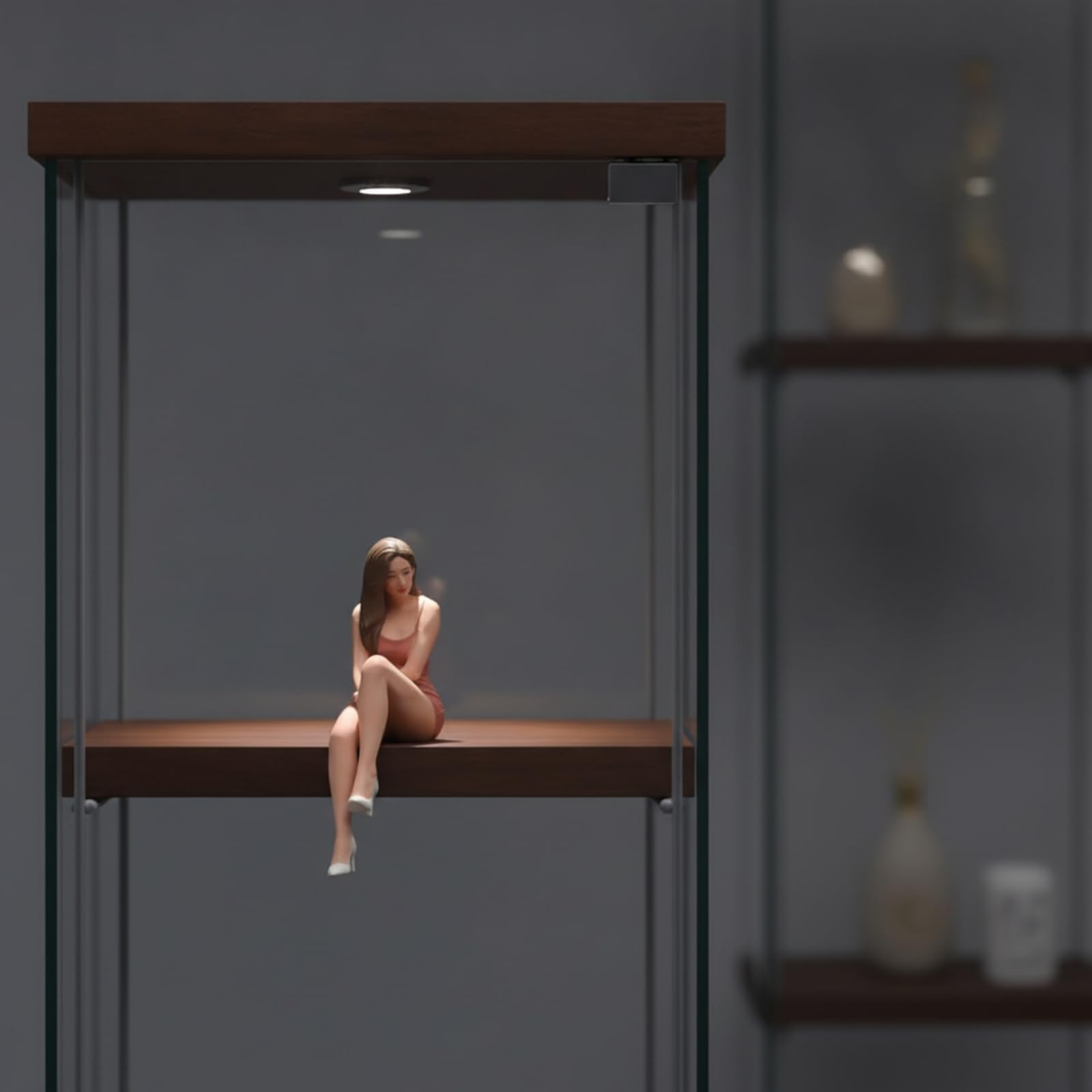 Miniaturfigur Sitzende Dame Dekofigur Frauenfigur Modell aus Harz Handbemalt mit Detailreicher Ausarbeitung Und Ruhiger Sitzpose für Puppenhaus Büro, Fein Bemalt Mit Gesichtszügen, 1/24