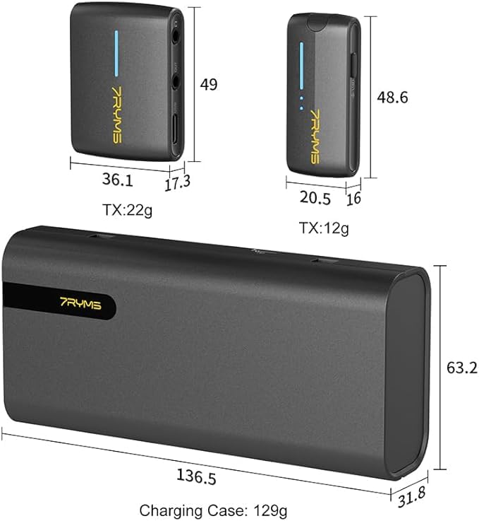 Microfone de lapela sem fio 7Ryms iRay DW40 com quatro