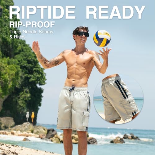 Image of Kanu Surf Men's Big Viper Extended Size Stripe Swim Trunk