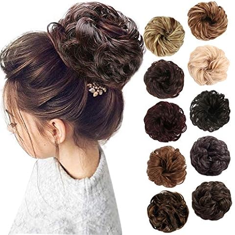 Messy Hair Bun Hair Scrunchies Bun Extension Curly Wavy Messy Synthetic Chignon Updo Hairpiece for Women and Girls Cover