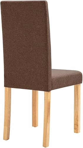 Miniatura 7 de 6 Pcs Brown Fabric Dining Chairs with Soft Upholstery, Ergonomic Design and Solid Wood Legs for Dining Room Kitchen and Restaurant