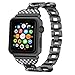 VOMA Bling Bands Compatible for Apple Watch Band 42mm 44mm iWatch Series 5/4/3/2/1, Diamond Rhinestone Stainless Steel Metal Jewelry Bracelet Bangle Wristband Strap(Bangle Black 42mm 44mm)
