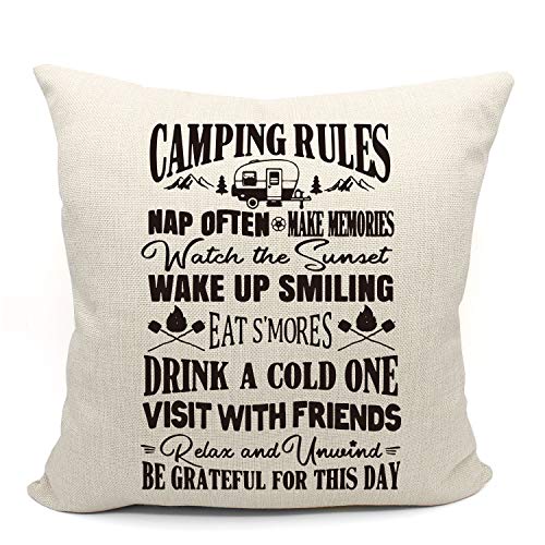 Mancheng-Zi Camping Rules Rv Pillows Throw Pillow Case cover