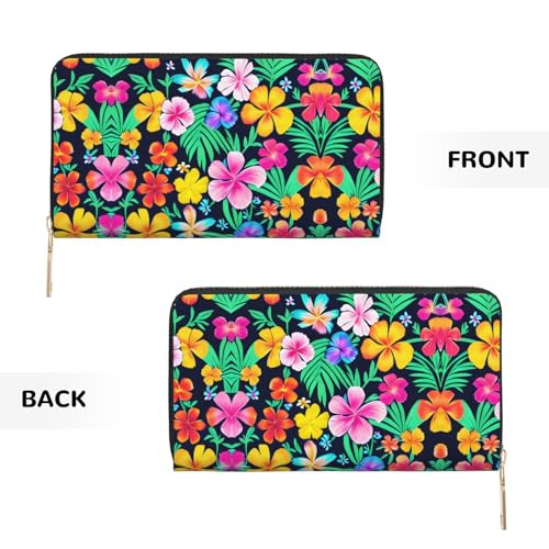 Monedero de mano con flores coloridas largo moderno para llaves 2