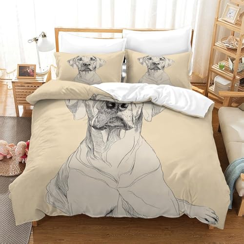 Housse de couette chien vintage microfibre résistante anti plis