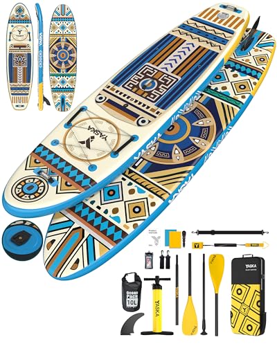 YASKA Inflable Stand Up Paddle Boards - Amplio diseño Estable con Premium Sup Board Accesorios, Tablas de Paddle para Adultos (Azul Oscuro)