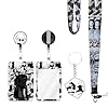 Anime Lanyard with Retractable Badge Reel and Funny Cartoon ID Badge Holder(with Anime Keychain) 4PCS Set Swivel Clip Alligator Badge Reel for Nurses Student Teacher Women Men