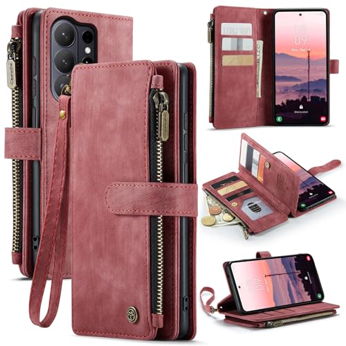 Housse Samsung S26 Ultra portefeuille rouge avec porte-carte et fermeture aimantée