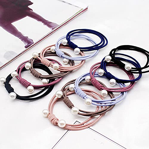 BAKEFY 10 piece pearl rubber Multi-layer Pearl Bead Scrunchy Hair Circle Rubber Band Hair Rope (B097QBK5K6) Amazon Price History, Amazon Price Tracker