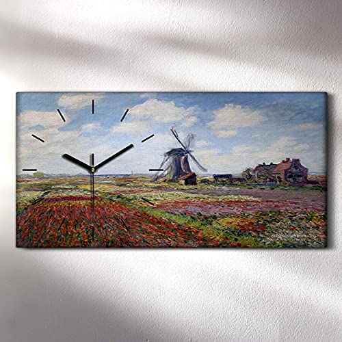 Horloge sur toile 60x30cm décoration murale silencieuse pour chambre et bureau - 3