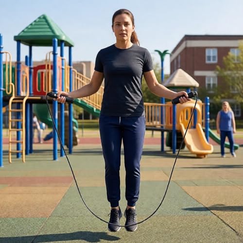 Cuerda de saltar inteligente con cable de acero pesado y contador de calorías digital 5