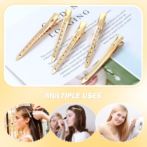 Pack 50 Pinzas de Metal 9cm para Pelo Color Oro miniatura 4