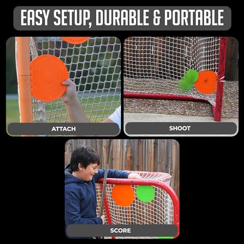 Combo Bundle of Durable Magnetic Lacrosse Goal Targets/Hockey Targets with 4 Pearl Lacrosse LT Textured Balls and 4 Tethers| Lacrosse Net Goalie Targets for Shooting Practice and Training