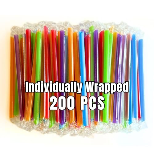 200 pitillos plásticos jumbo 11mm x 21cm multicolor miniatura 1