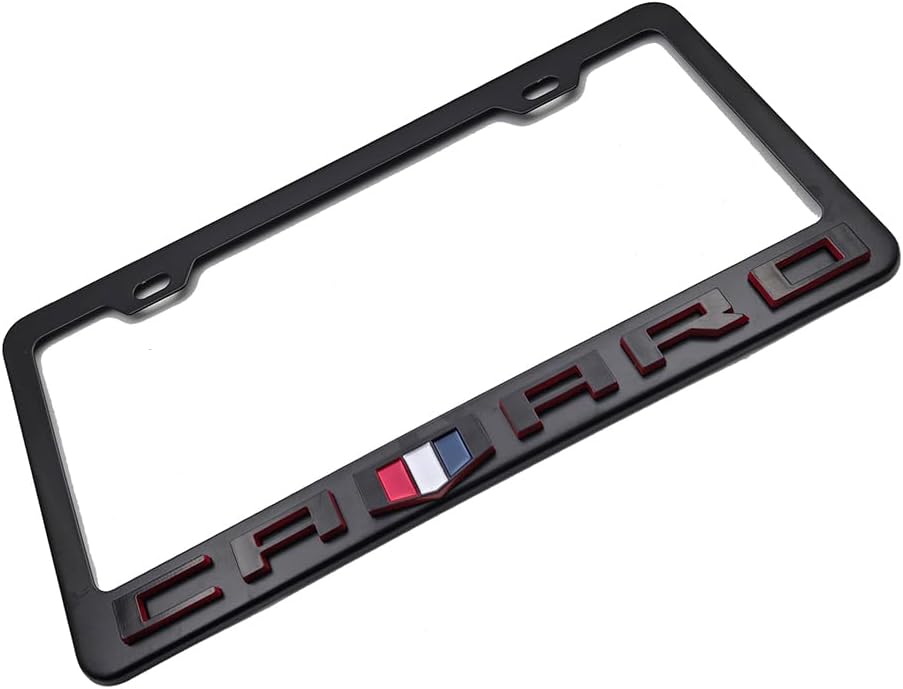 1Pc Camaro 3D Emblem Black Stainless License Plate Frame Rust Free Screw Cap Replacement for Camaro