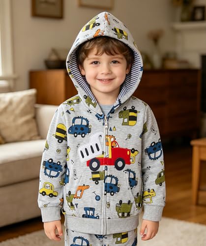 Image of Popshion Boys Toddler Cartoon Dinosaur Hoodies Jacket Cool Long Sleeve Zipper Hooded Sport Sweatshirt Coat for Kids 1-7 Years
