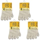 TekuTeku ５本指ハーフソックス4足セット (つま先 生成 4足セット)