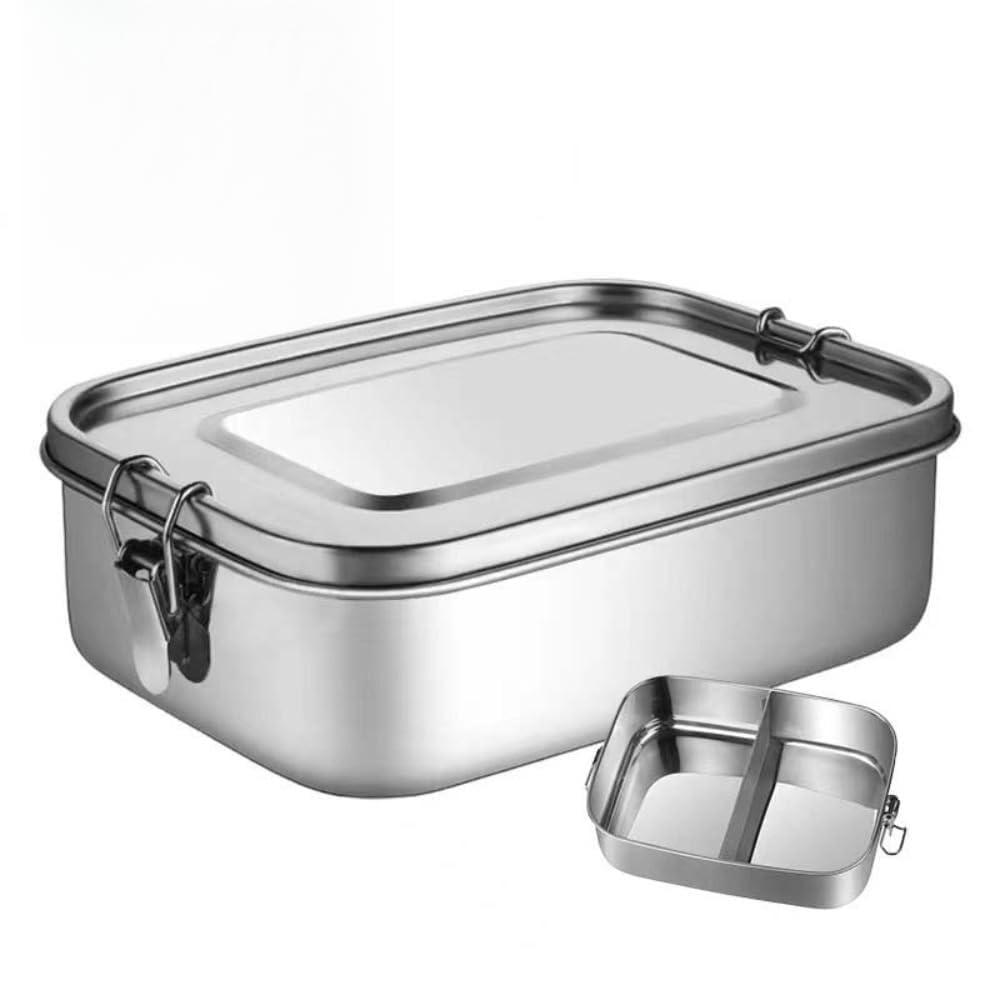 Stainless Steel Lunch Box,Metal Lunch Box,Stainless Steel Food Containers,Leak-Proof Portable Food Storage Container(2400ml-With partition)