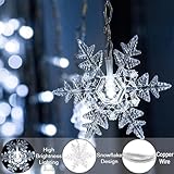 Sunshine Smile Snowflake Fairy Lights, 4M 115 LEDs Light Curtain Battery, Christmas Light Curtain with 8 Modes and Remote Control, Window Fairy Lights, LED Snowflake Curtain Lights - Image 5