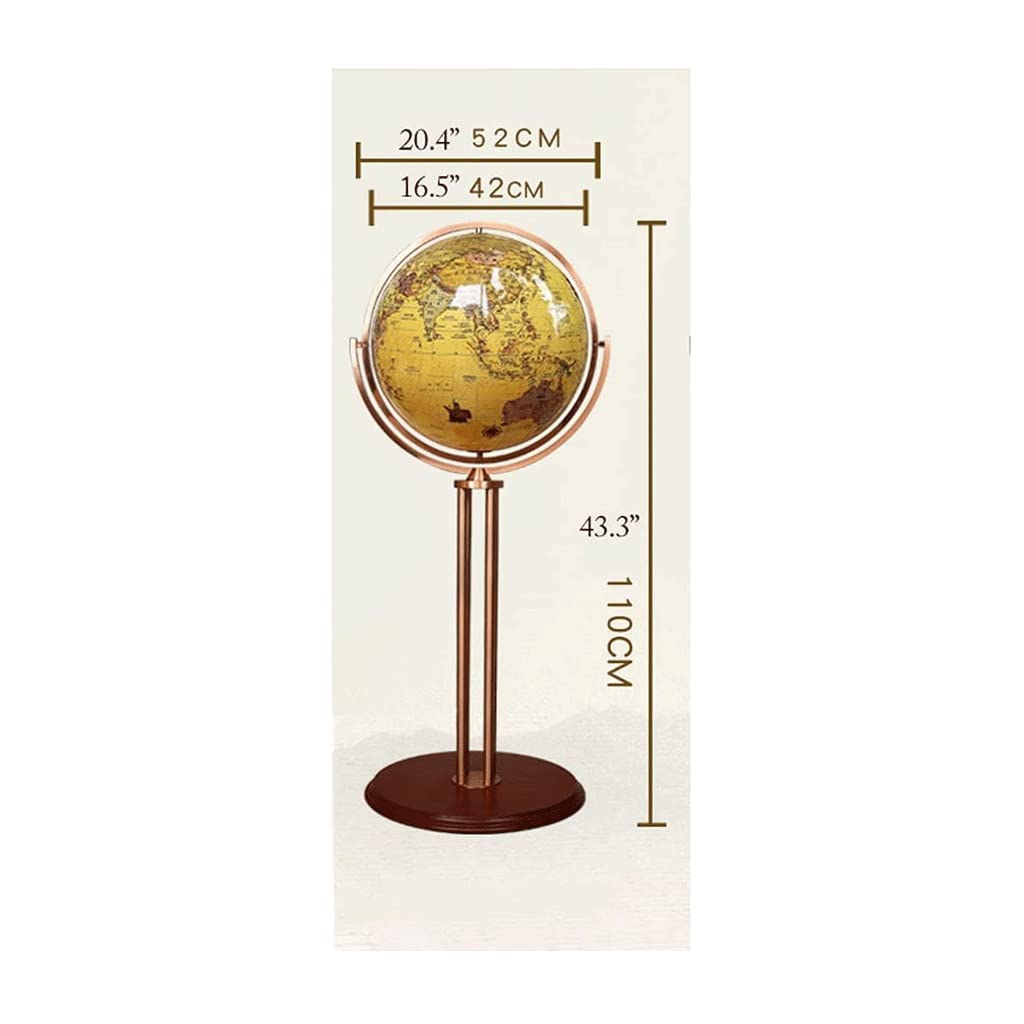 HRTC Globo Globo terráqueo Educativo con Soporte de Suelo con Base Redonda de Madera para decoración del hogar, Globo terráqueo de decoración de Oficina de 16,5 Pulgadas Libro de Texto práctico