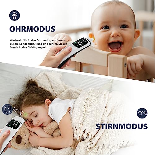 Fieberthermometer, berührungsloses Stirn-Ohrthermometer für Babys, Kinder und Erwachsene