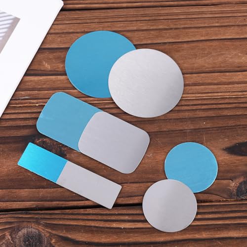 Image of 8pcs Under Cabinet Light Magnetic Sticky, Strong Adhesive Backing Magnet Stickers Replacement Magnetic Strips (Non-Magnetic) Metal Plate for Tablet LED Light Night Light Phone Holder (Blue)