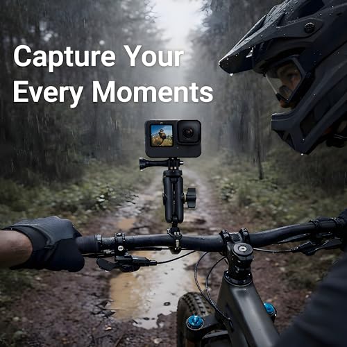 Image of 2025 Updated Action Camera Handlebar Mount | Metal Alloy Bike Camera Holder with Dual 360 Rotation | 1 /4 Inch Metal Screw Mount Compatible with GoPro, Insta360 & DJI Action Cameras
