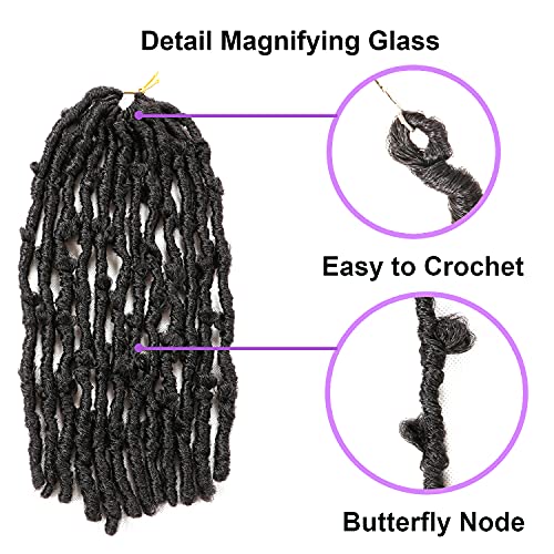 Butterfly Locs Crochet Hair- 12Inch Butterfly Faux Locs Crochet Hair 7 Packs Pre-Looped Distressed Locs Soft Locs Crochet Hair For Black Women Crochet Braids Hair (12 Inch(Pack Of 7), 1B#) #TOP3