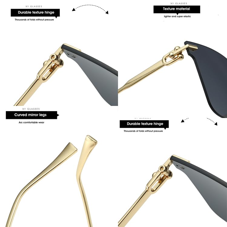 bullabulling Fashion Oversized Square Sunglasses For Women Rimless Cat Eye Sun Glasses UV 400 Gradient Frame One Piece3