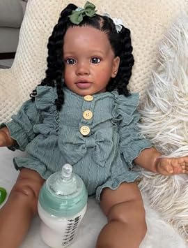 26 Inch Big Realistic Reborn Toddler Girl Doll Black Newborn Baby Dolls African American Real Life Baby Gift for Kids Age 3+