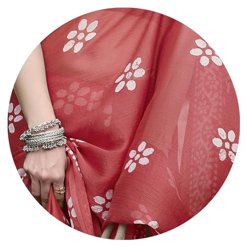 Image of MIRCHI FASHION Saree for Woman Chiffon Batik Printed | Lightweight Daily Wear Women's Office Sari with Blouse Piece (Available in 40 Colours)