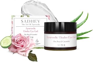 Sadhev Under Eye Gel | Aloe Vera, Cucumber & Rose | Reduces Dark Circles, Wrinkles & Puffiness | Natural Ayurvedic Hydrating Eye Gel | All Skin Types | 15g