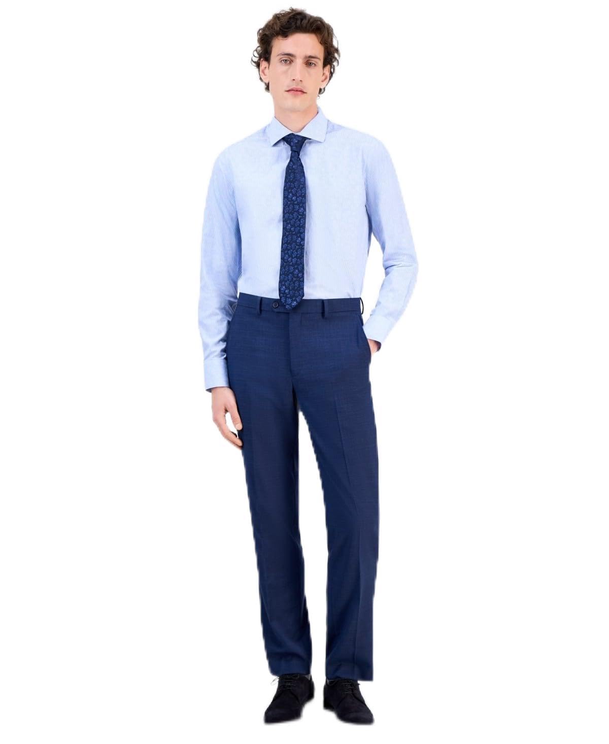 Tallia Mens Classic fit Dress Pants 42 32 Navy Blue Solid