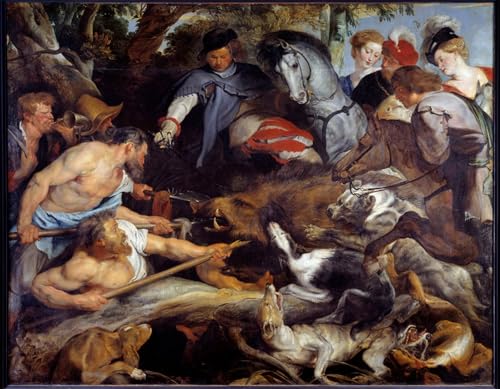 Peinture de chasse au sanglier Peter Paul Rubens affiche 60x90cm