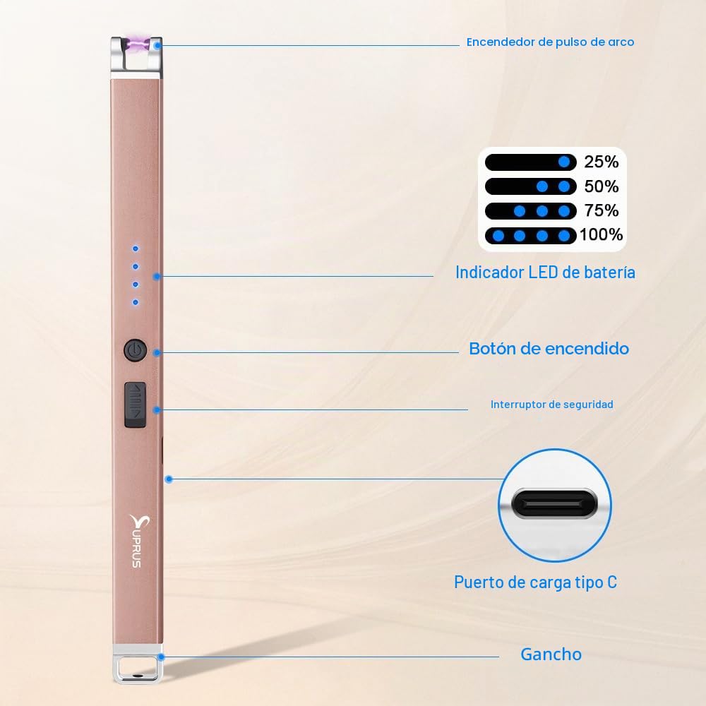 Encendedor eléctrico Arc resistente al viento USB recargable con candado de seguridad