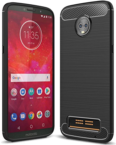 Moto Z3 Play Case, Sucnakp TPU Shock Absorption Technology Raised Bezels Protective Case Cover for Motorola Moto Z3 Play Smartphone (Black)