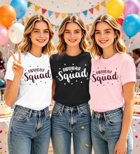 Image of Birthday Shirts Women Happy Birthday Queen and Squad Tee Tops