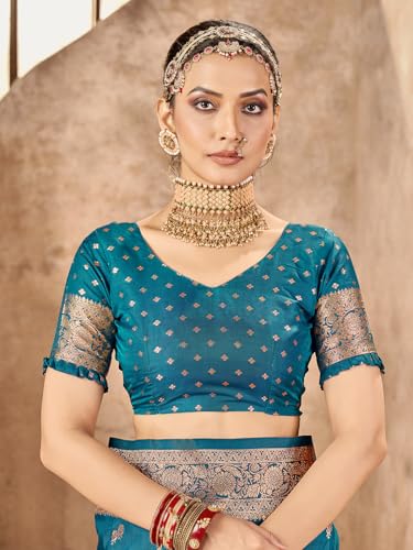 Image of Mehrang Women's Pure Kanjivaram Silk Saree Banarasi Silk Wedding Sarees for Women with Blouse Piece