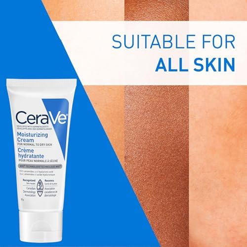 CeraVe Moisturizing Cream Travel Size Daily Face and Body Moisturizer for Normal to Dry Skin with Hyaluronic Acid Fragrance Free, 57 Grams - 3