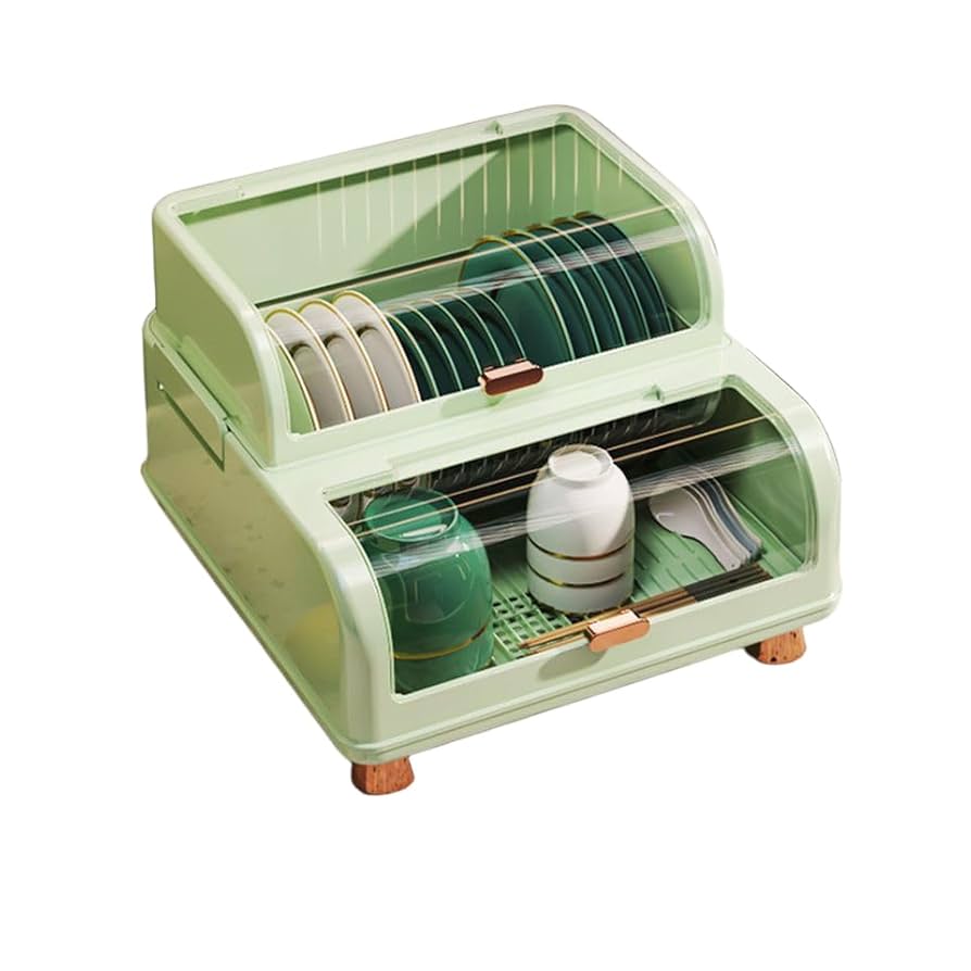 Amazon｜食器 水切り 水切りかご 蓋付き 水切りラック 食器入れ