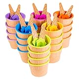 Green Direct Ice Cream Cups with Spoons/Large Plastic Dish with Spoon/Dessert Sundae Frozen Yogurt Bowls Icecream Cup Party Favors Dishes ice crem kits supplies for kids Set of 24