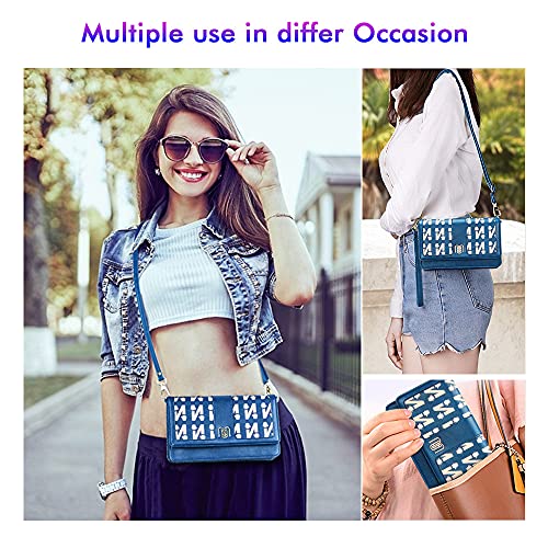 Image of nuoku Women Small Crossbody Bag Cellphone Purse Wallet with RFID Card Slots 2 Strap Wristlet(Max 6.5'')