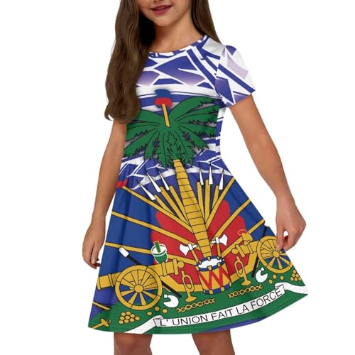 Girls Short Sleeve Dress 3D Print Unique Casual Kids Dresses Dress for Kids 2-14T Custom Design