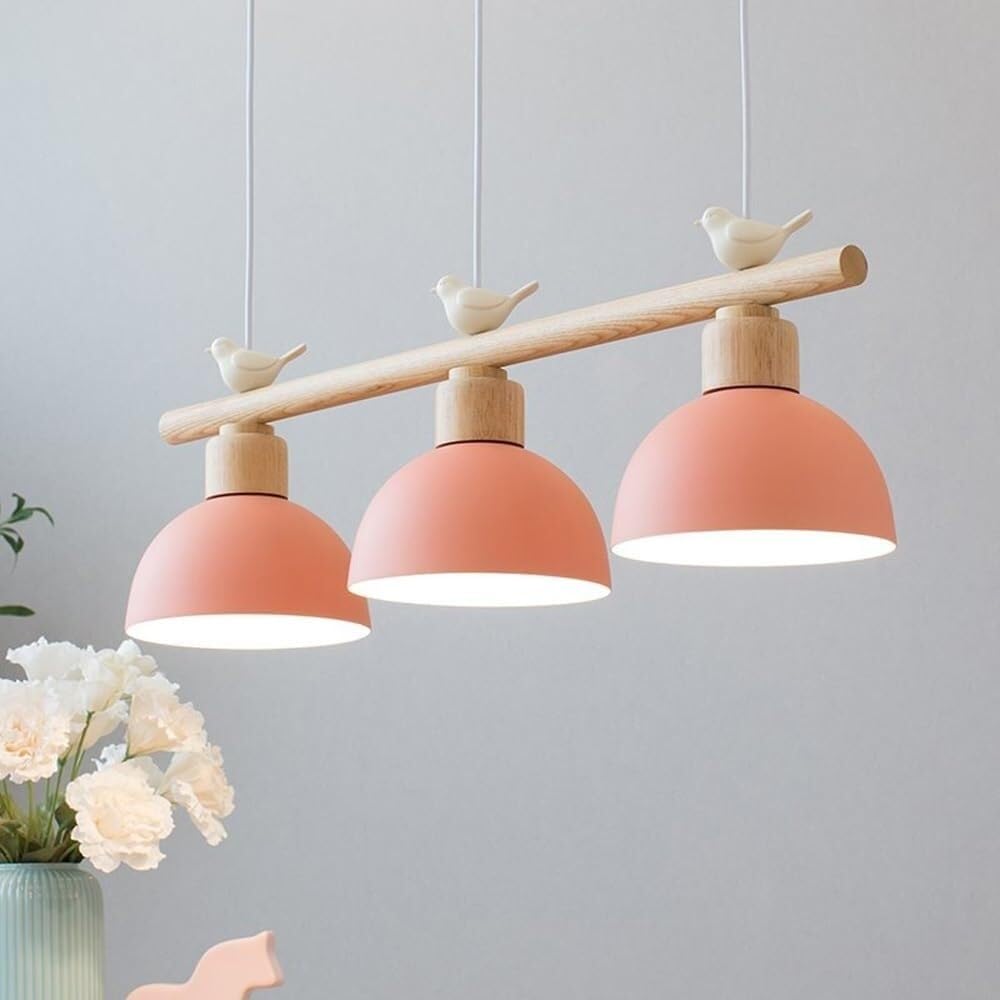 Lámpara de techo para comedor tipo casa de campo con diseño de pájaro y 3 luces