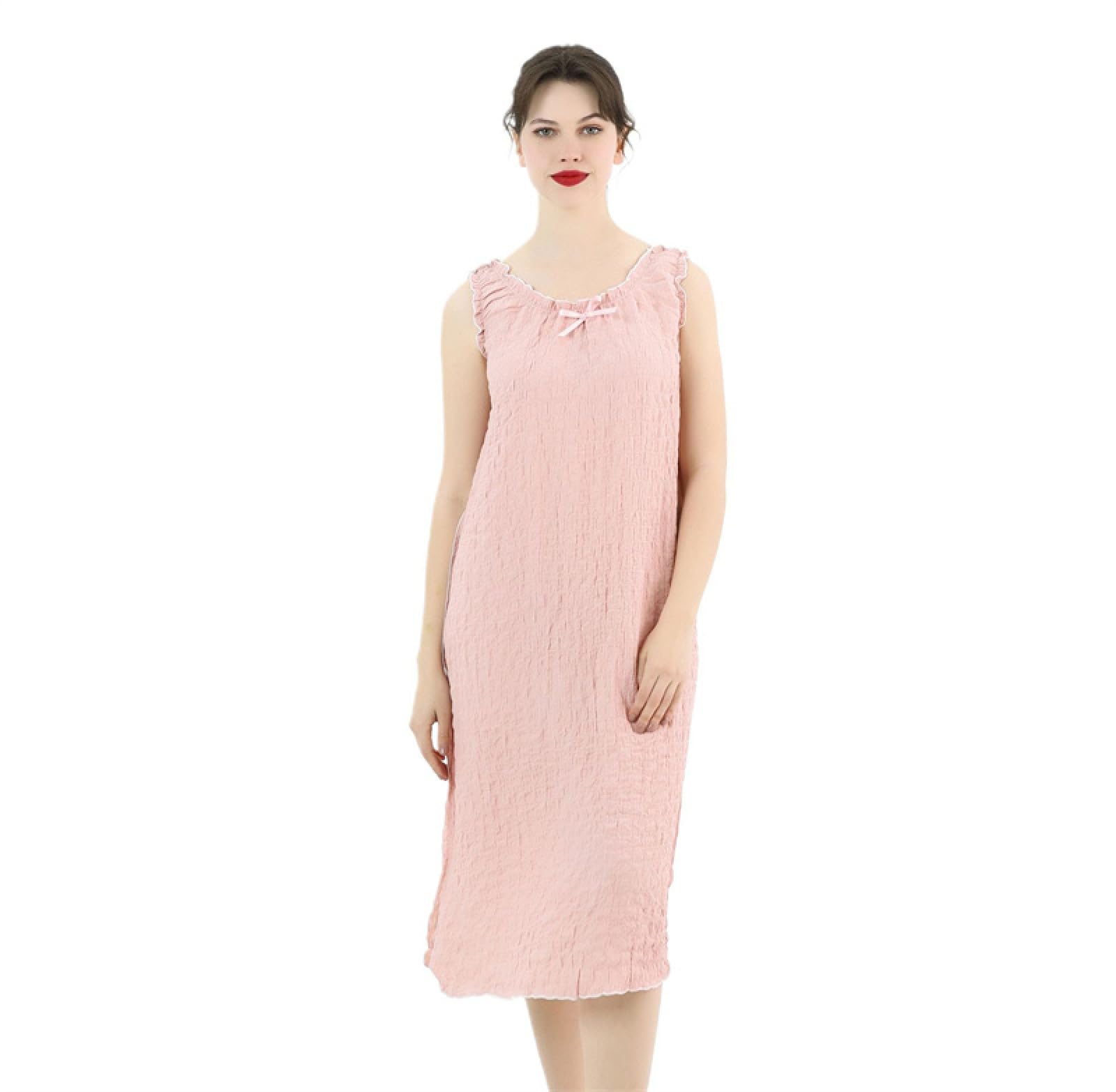 OFFSUM Ropa De Dormir De Talla Grande De Color Sólido Camisón Sin Mangas De Verano Lencería Sexy hasta La Rodilla Sin Espalda Ropa De Casa