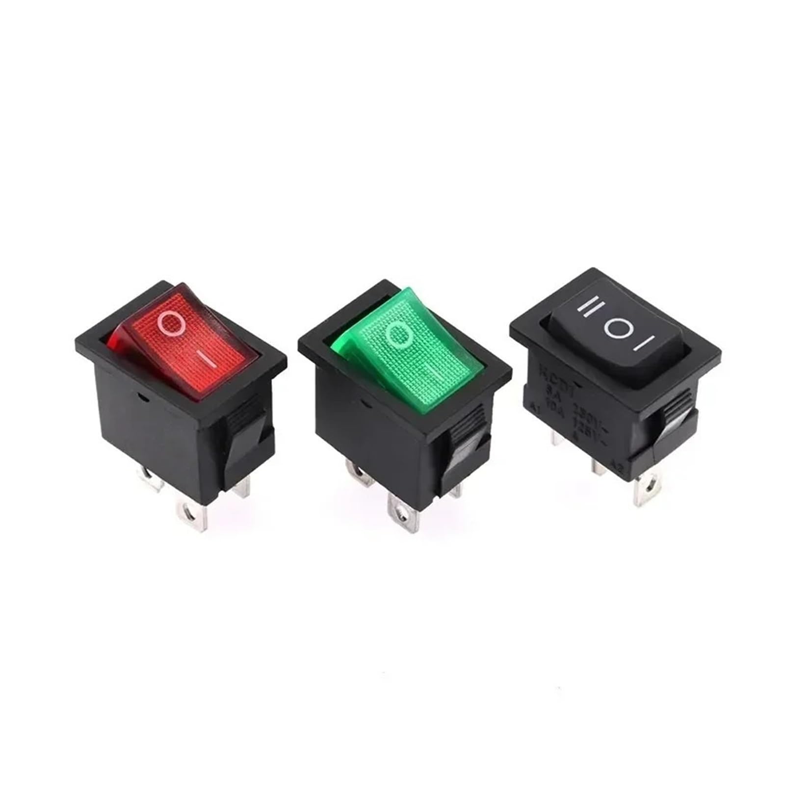 100PCS KCD1 Serie 2/3/4 Pin ON-OFF Boot Rocker Position Power Schalter | 15 mm x 21 mm, Schwarz, Rot, Grün, 6 A/250 V, 10 A/125 V Wechselstrom(Red 3Pin,500 PCS)